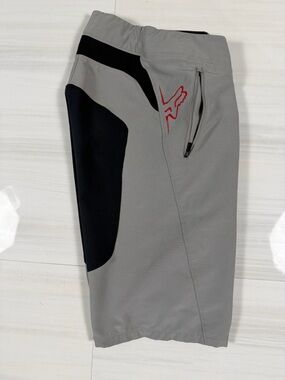 Fox Men's Gray Athletic Shorts with Black Panels & Red Logo